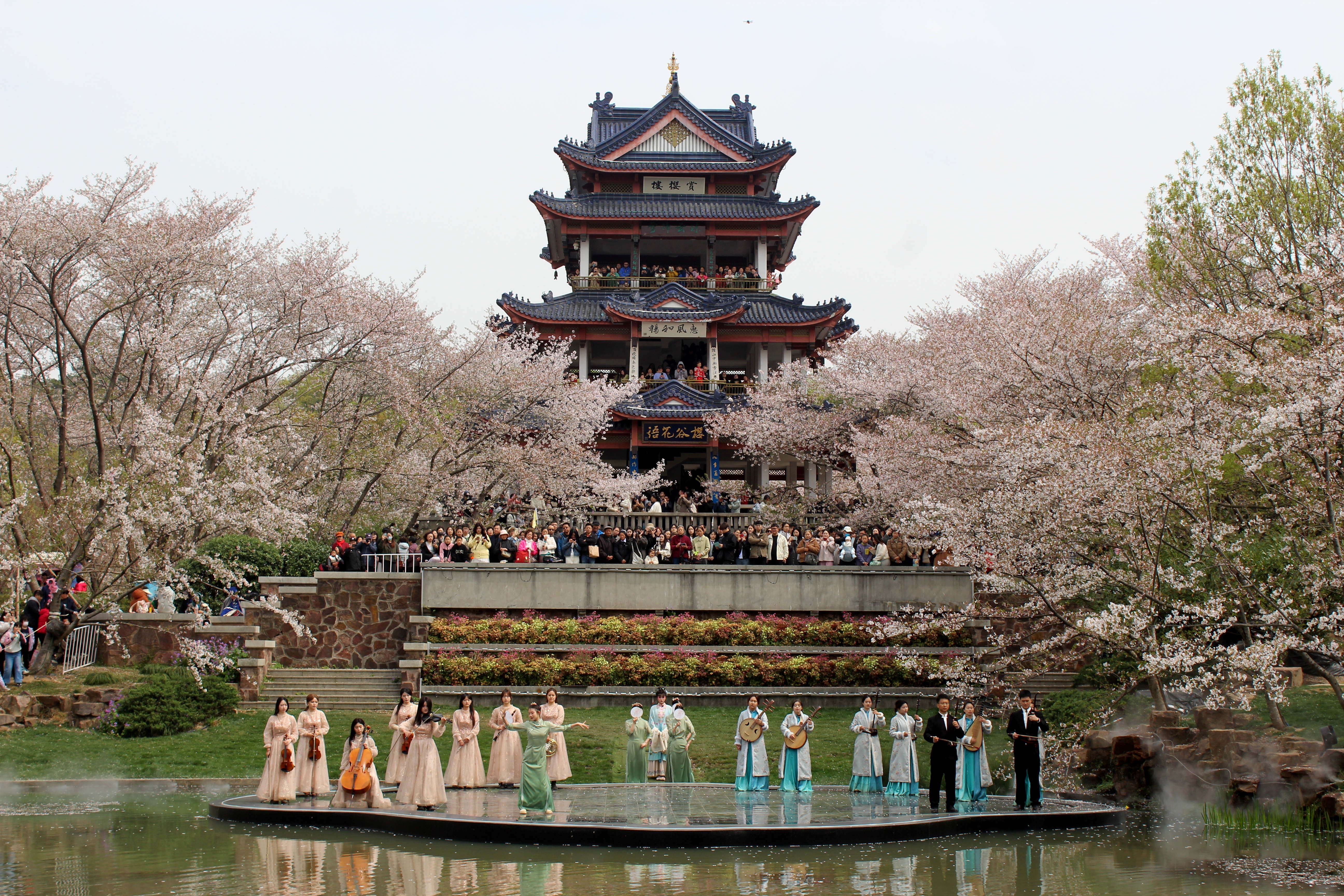 Wuxi Trip - Pagoda with cherry blossoms